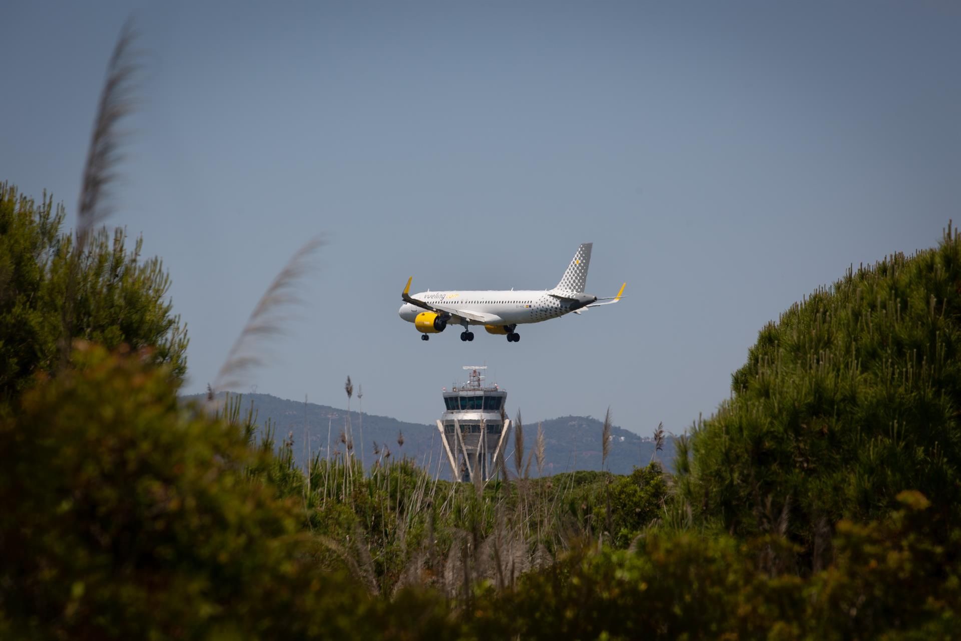 Un avión aterriza en el aeropuerto de Josep Tarradellas Barcelona-El Prat, cerca del espacio protegido natural de La Ricarda / Foto: EP