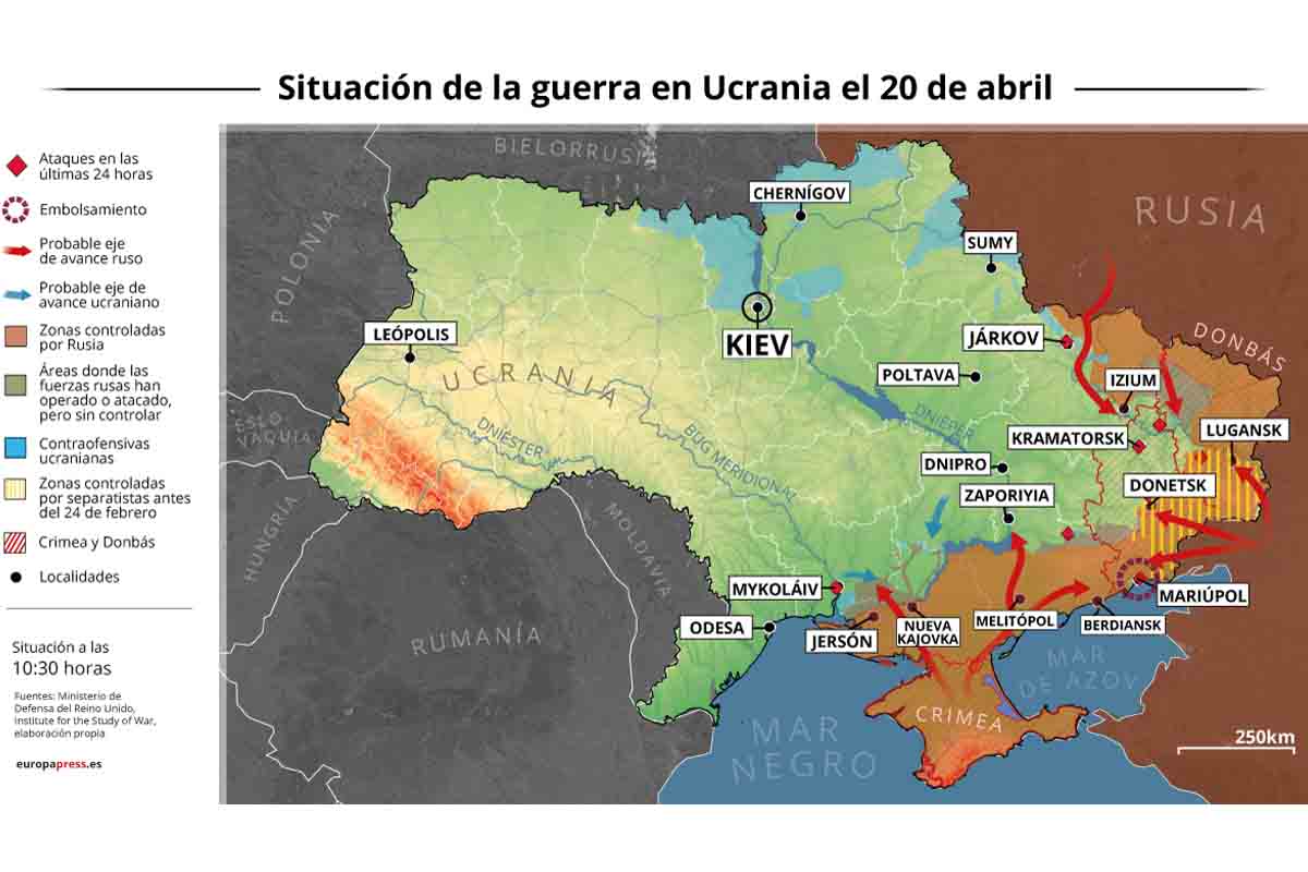 Situación de la guerra en Ucrania el 20 de abril / Foto: EP