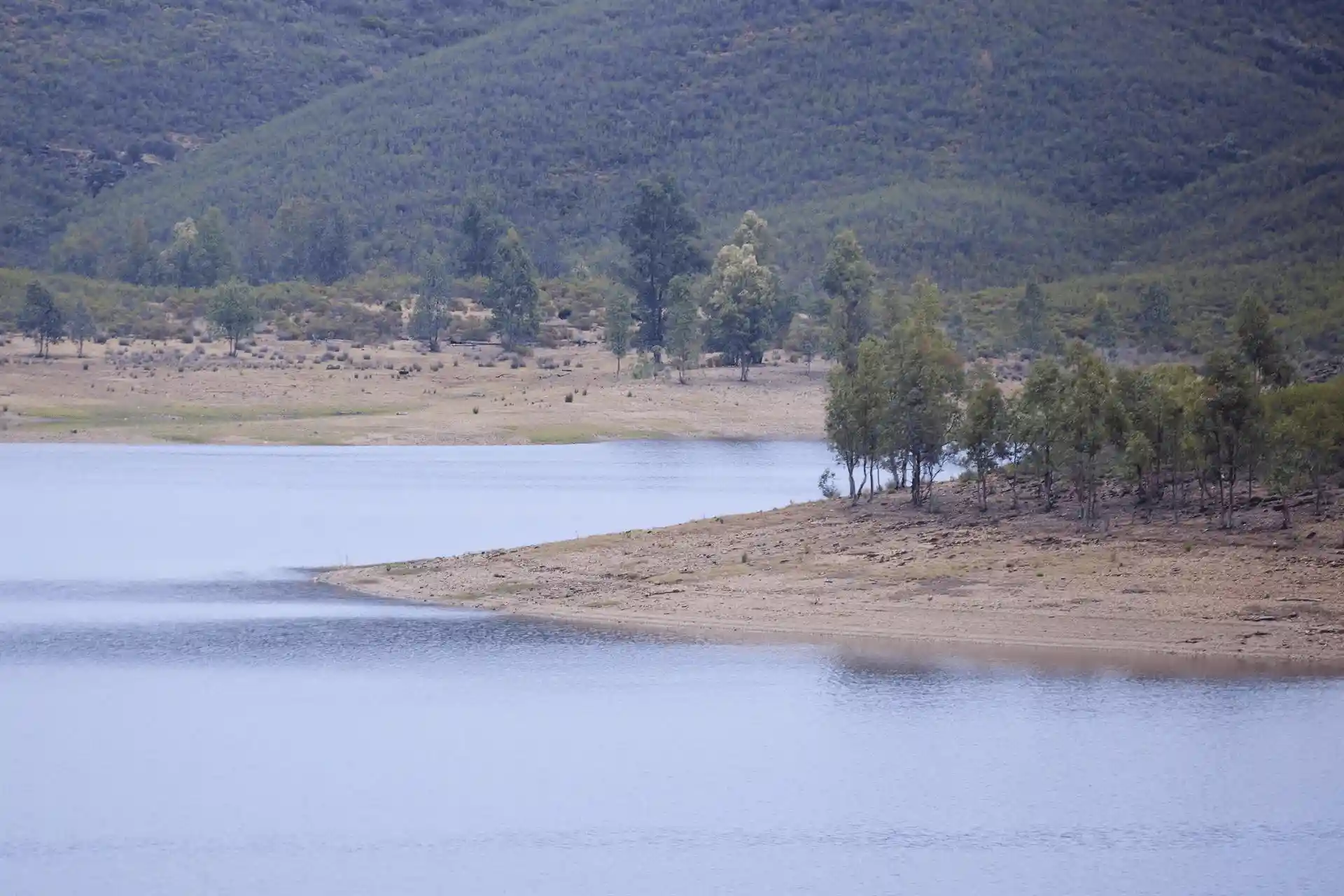 Detalle del embalse de Aznalcazar tras las lluvias caídas en estos días, a 22 de mayo de 2023 en Sevilla (Andalucía, España) / Foto: EP