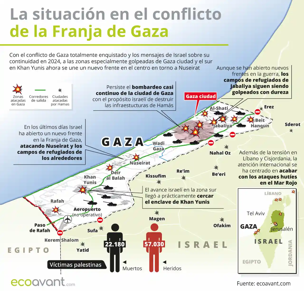 La situación en la ofensiva militar de Israel en Gaza a 2 de enero de 2024 / Mapa: EA