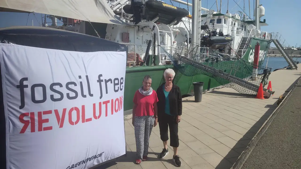 Las representantes de las 'KlimaSeniorinnen', Rita Schirmer-Braun y Pia Hollenstein que piden a Suiza tomar "en serio" la decisión del TEDH / Foto: EP