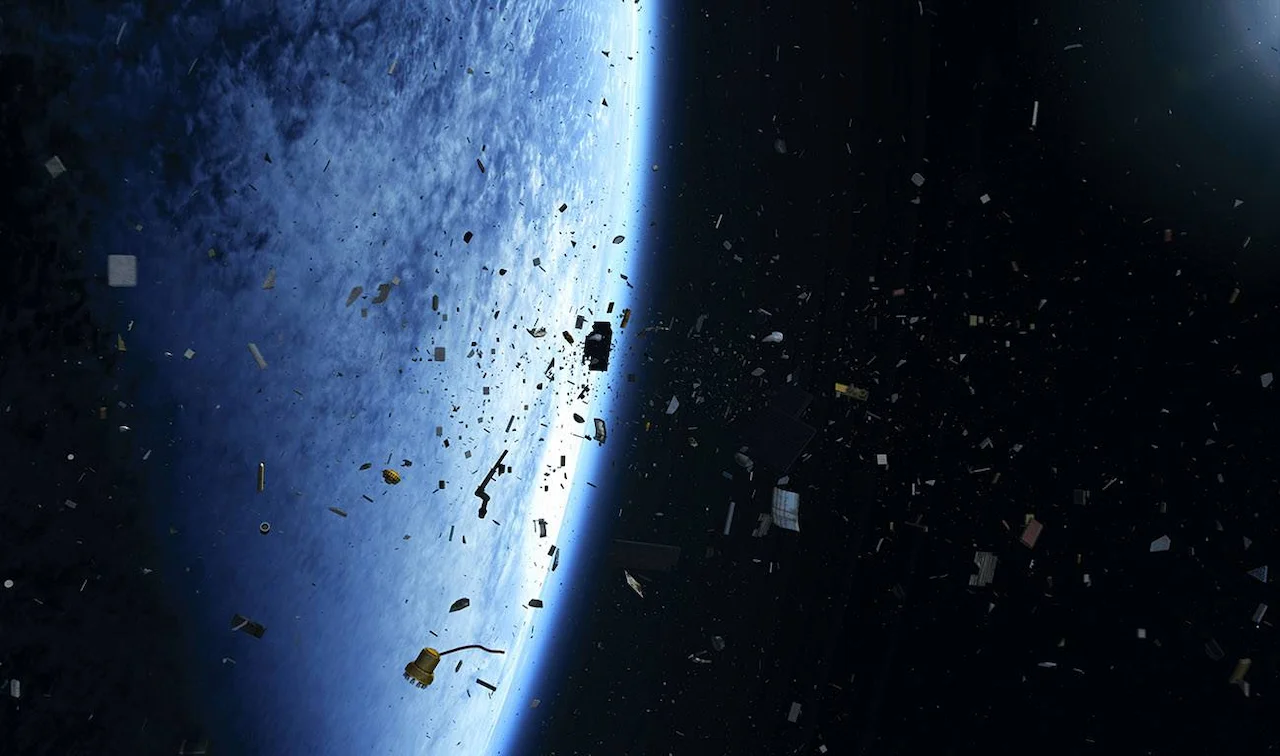 Ilustración de basura espacial / Spacejunk3D, LLC