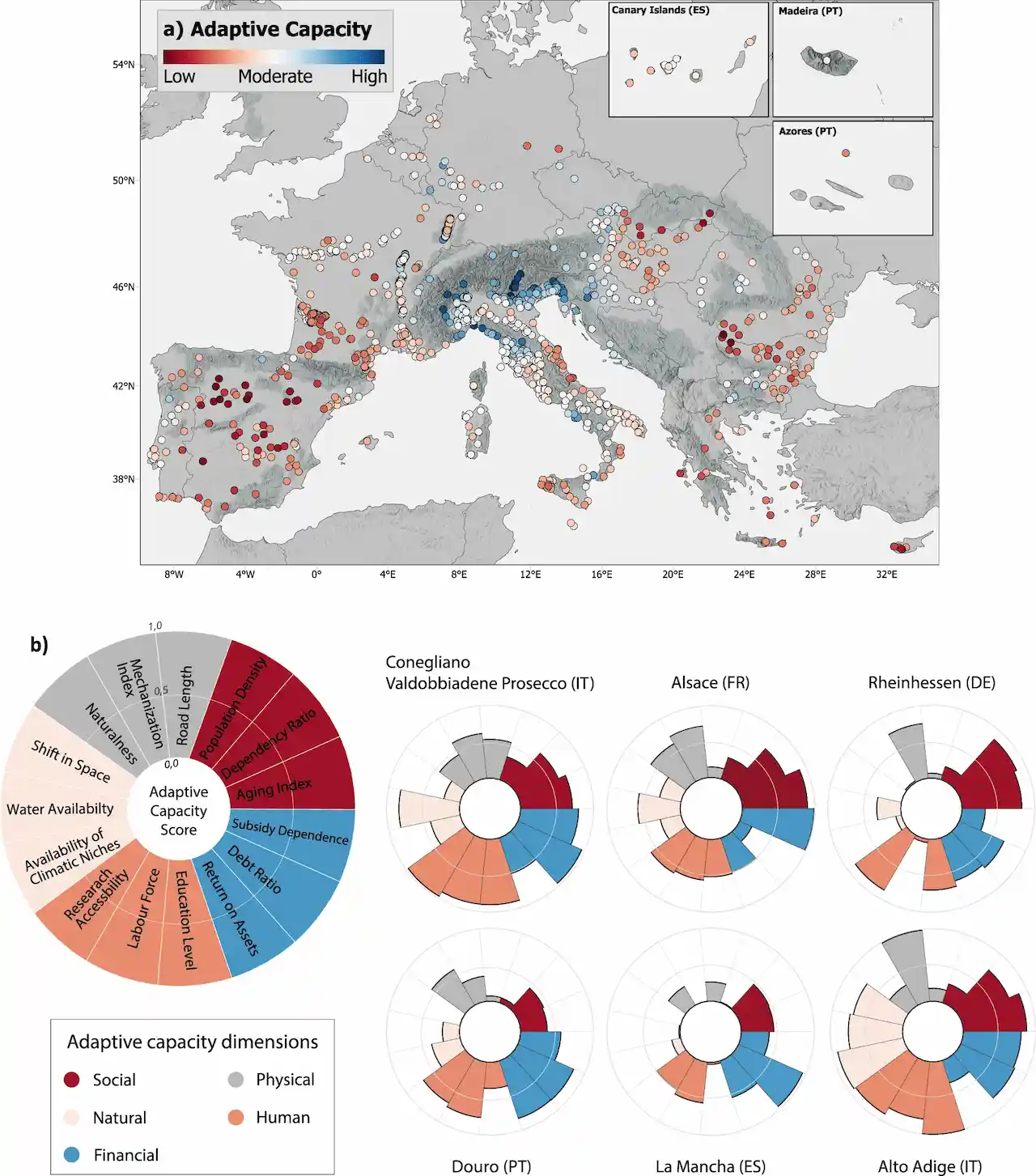 Capacidad de adaptación de la Indicación Geográfica (IG) de vino europeo / Mapas: 'Nature Communications'