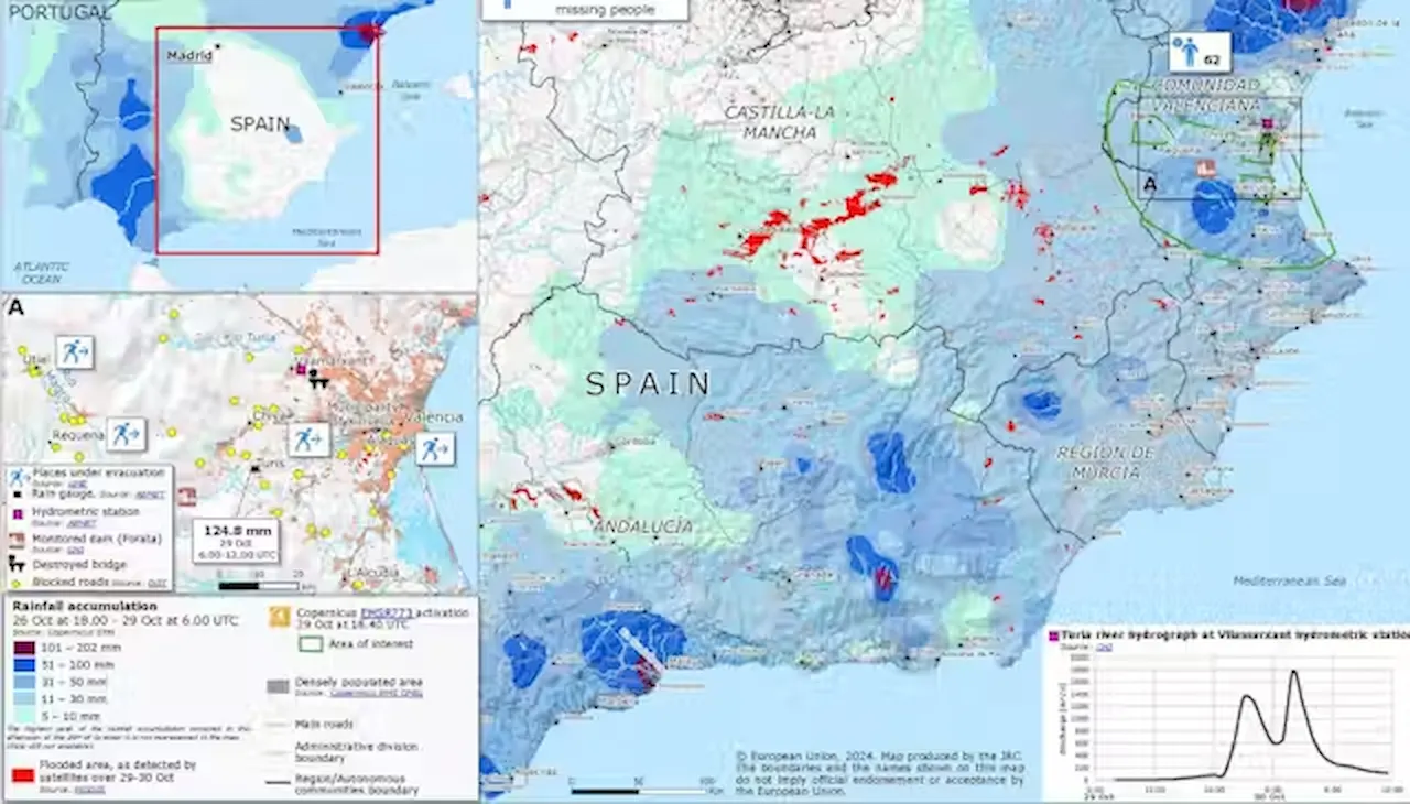 La desinformación en emergencias como la de la DANA. Mapa del Centro de Coordinación de Respuestas de Emergencia (ERCC), 30 de octubre de 2024 / Imagen: Emergency Response Coordination Centre