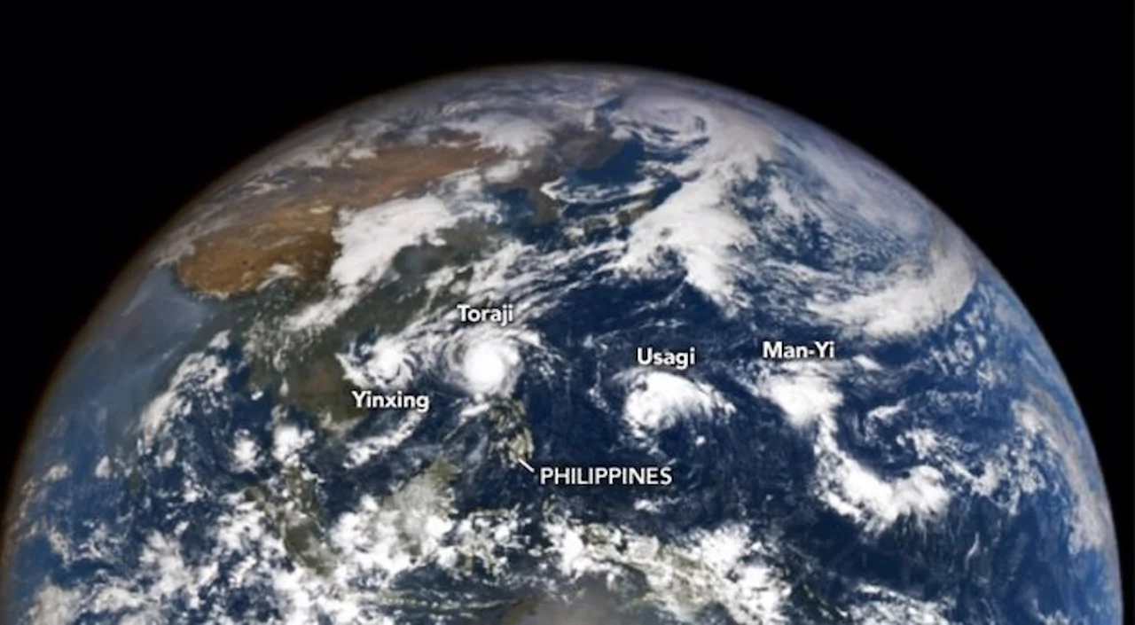 Por primera vez en noviembre se han alineado cuatro tifones en el Pacífico Occidental / Imagen: NASA