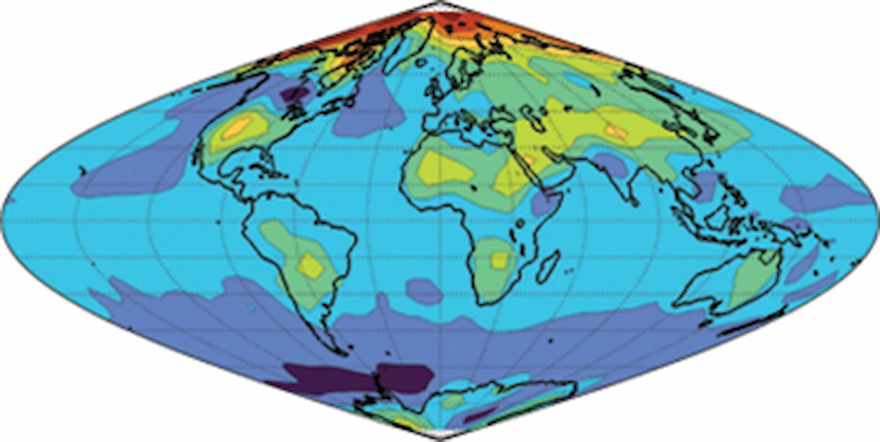 Mapa que muestra la anomalía de la temperatura global. Distiguir el impacto humano en el clima / Imagen: Valerio Lucarini y Mickaël Chekroun