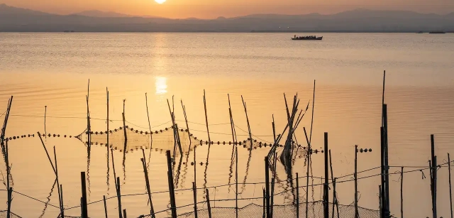 Atardecer en L’Albufera de València, refugio de numerosas especies de animales y plantas, captado en una imagen previa a la DANA / Foto: Alfons Rodríguez