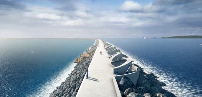 Proyección de cómo sería el dique de la laguna artificial / Foto: Tidal Lagoon Swansea Bay